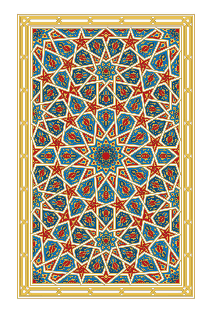 Decagonal Lapis-Vermilion Panel