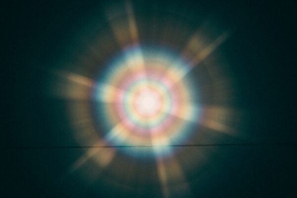 blue and white light in dark room